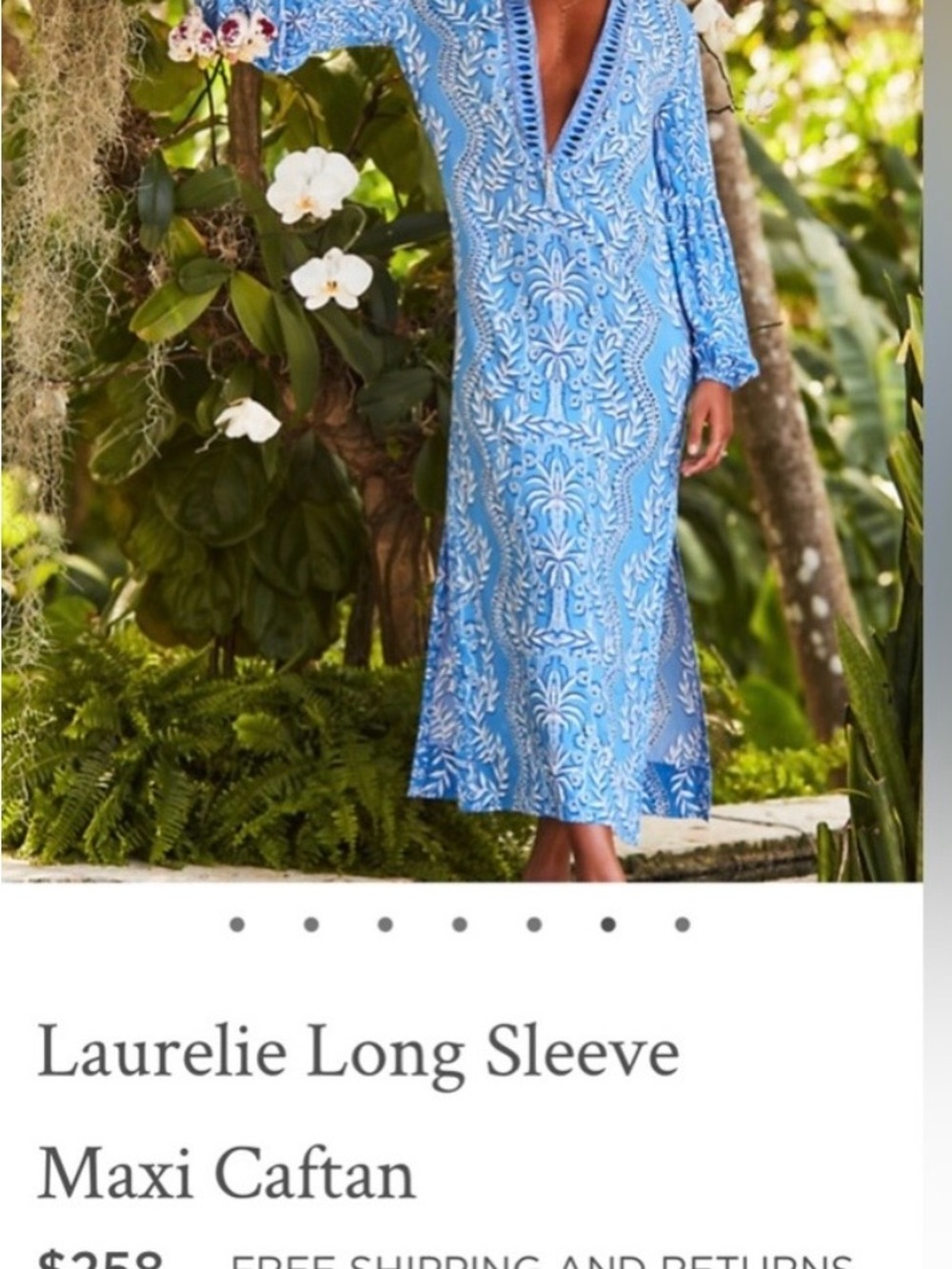 Lilly Pulitzer Blue Printed Long Sleeve Maxi Caftan